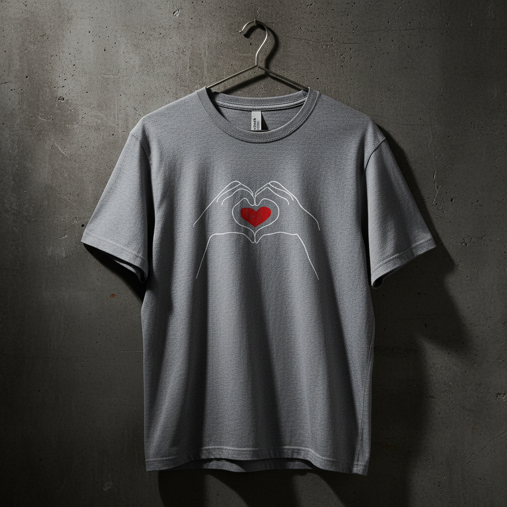 Custom T-Shirt - Grey Heart Hands